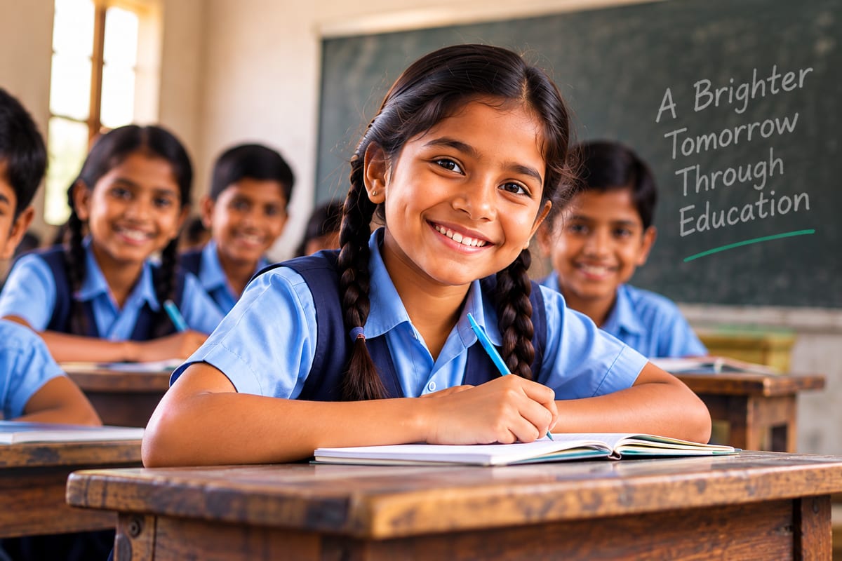 Illustration: schoolchildren at their desks in a classroom.
